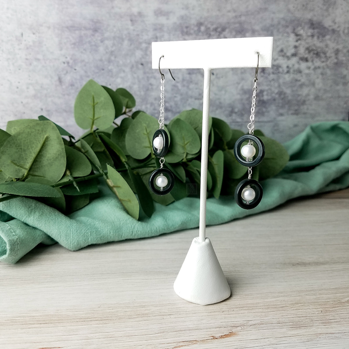 Porcelain and Pearls Double Drop Earrings