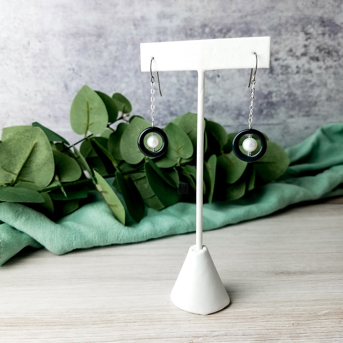 Porcelain and Pearls Short Drop Earrings