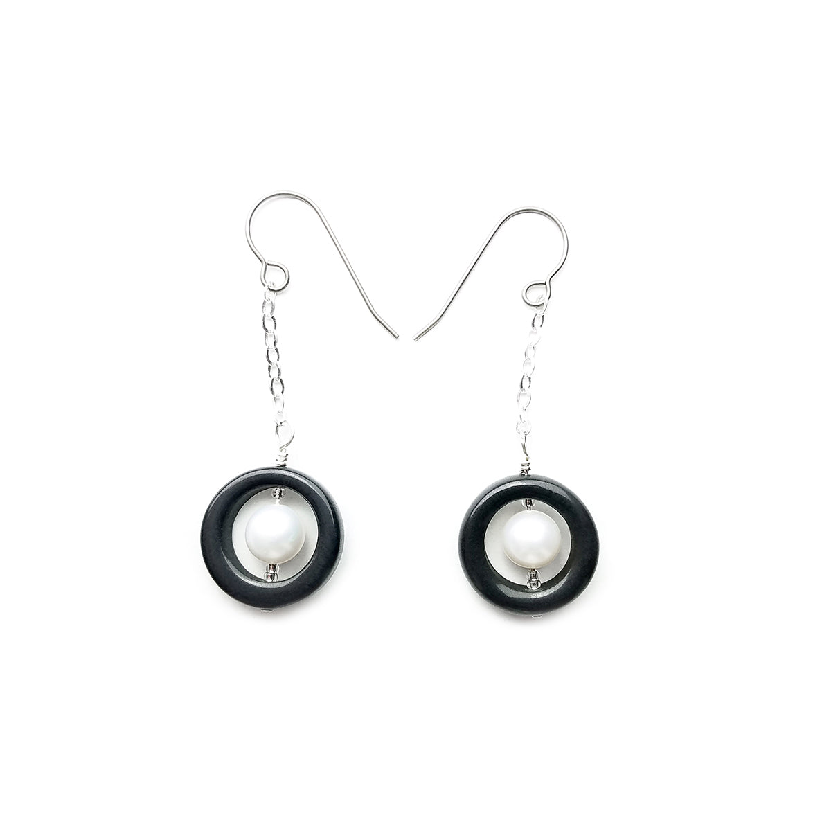 Porcelain and Pearls Short Drop Earrings