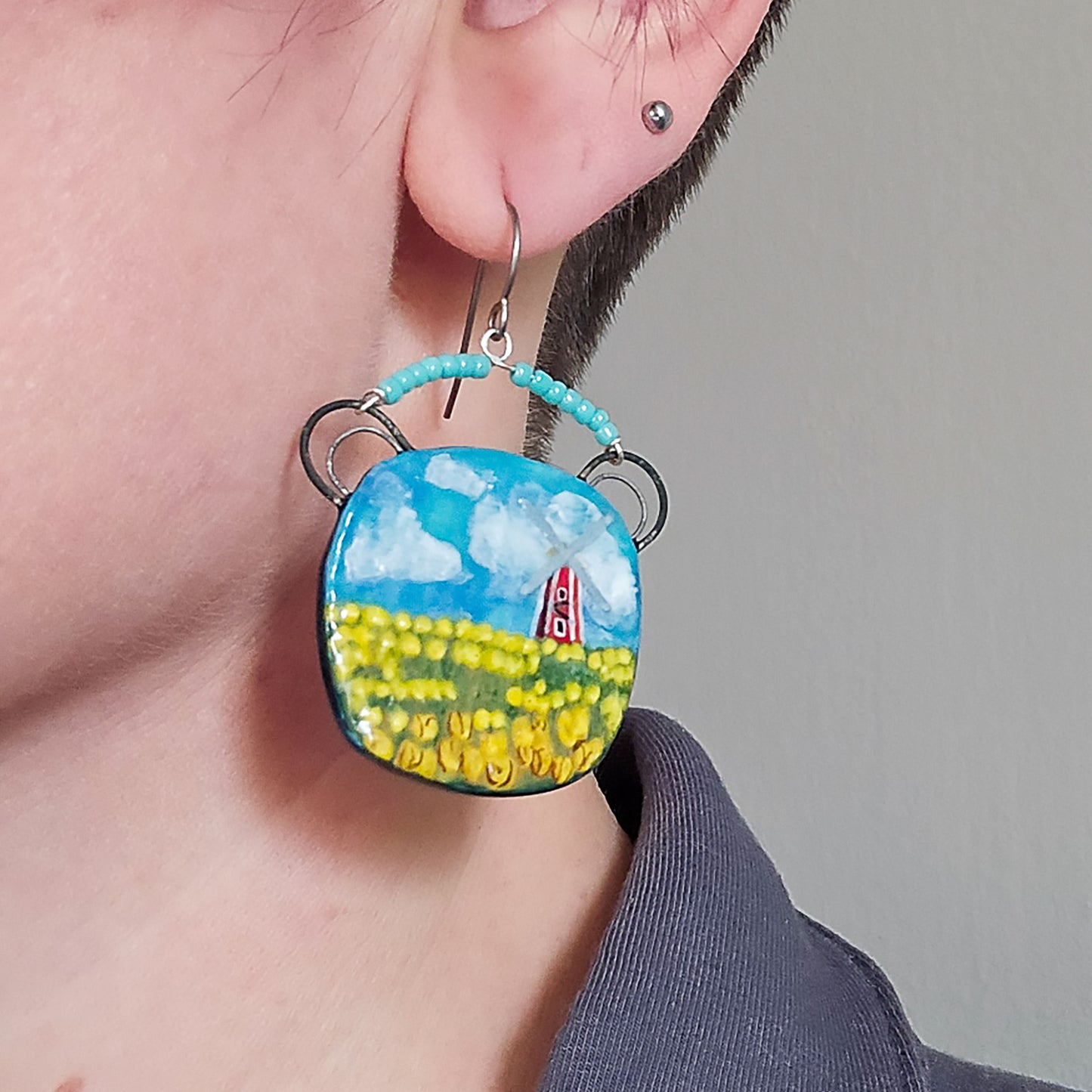 Tulip Field Square Dangle Earrings