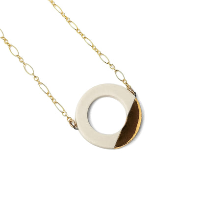 Large Lustre Ring Necklace in White