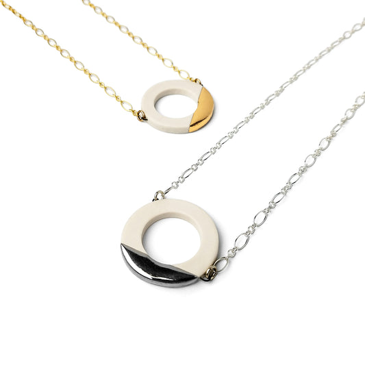 Large Lustre Ring Necklace in White