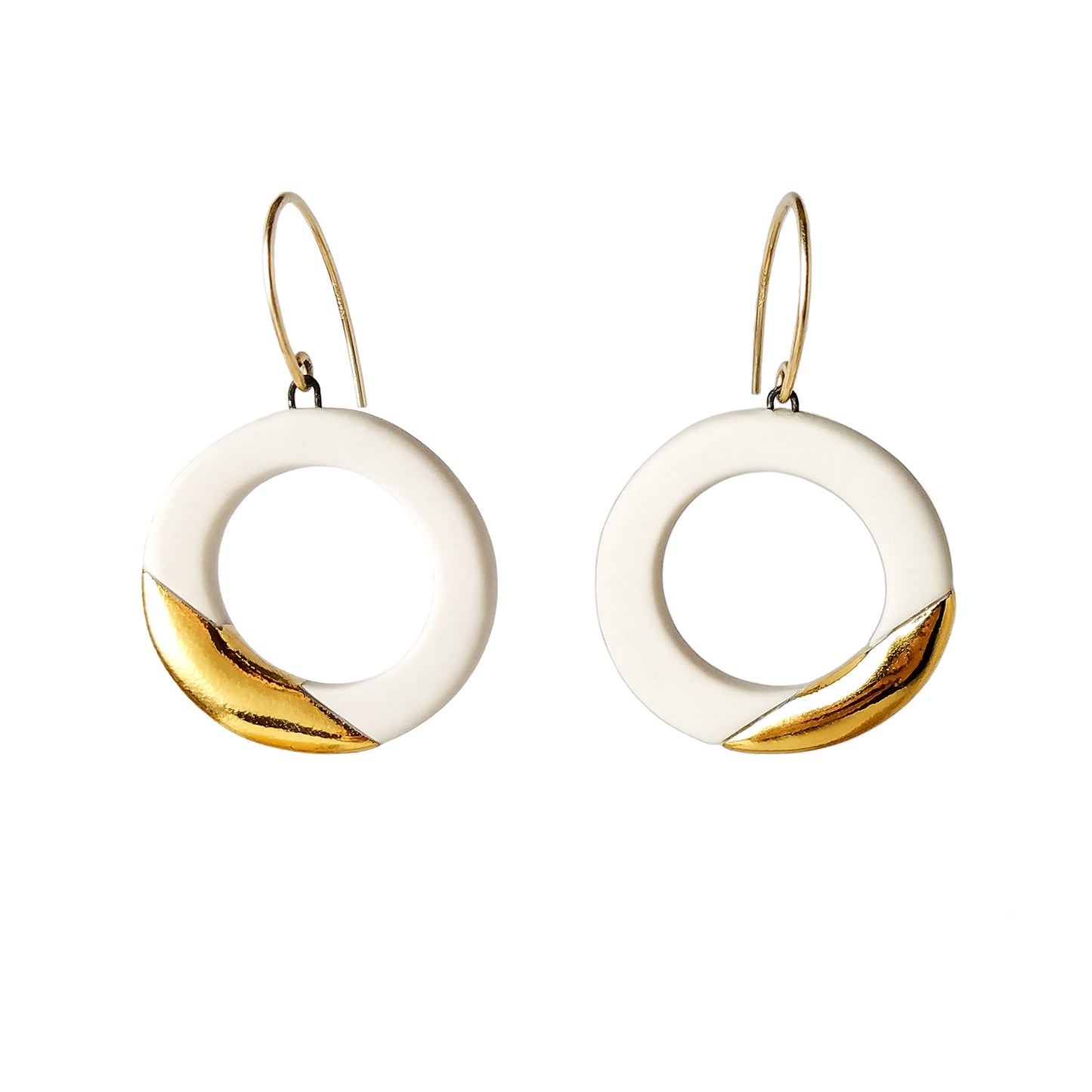 Lustre Ring Earrings in White and Gold